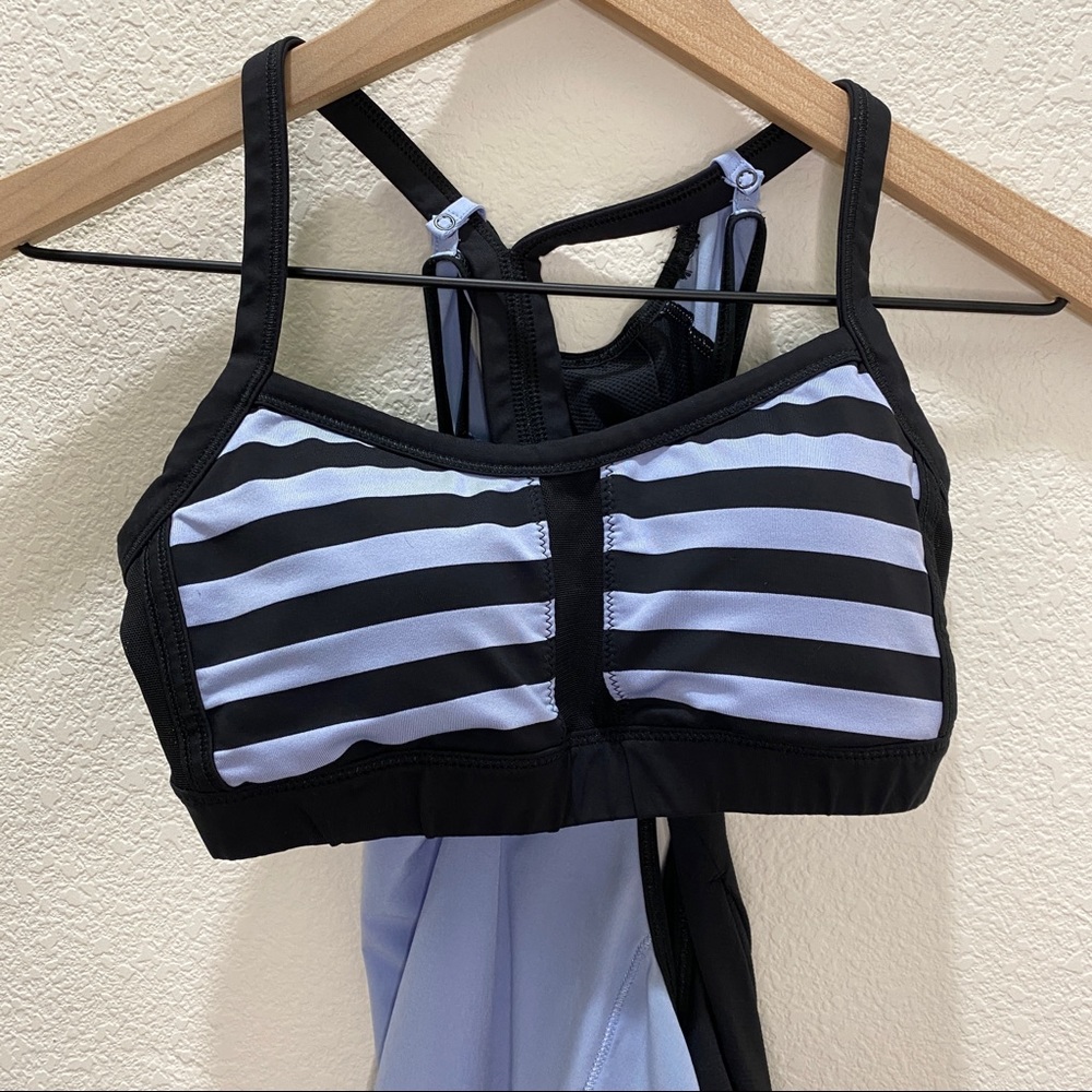 Lululemon workout top with built in bra - striped - size 4